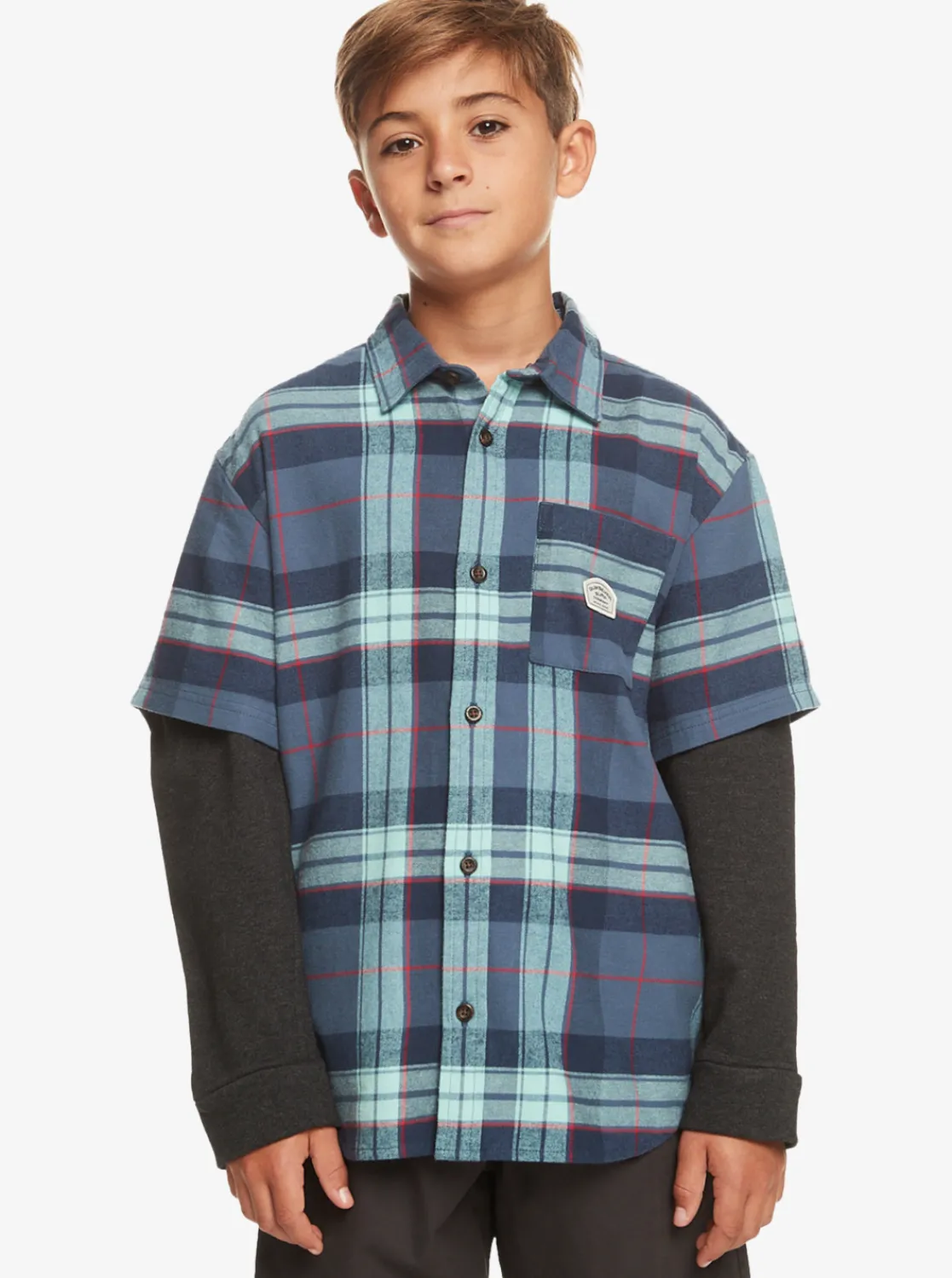 Quiksilver Boy'S 8-16 Check This Up Oversized Long Sleeve Shirt Naval Academy Check This Up Ls Discount