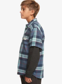 Quiksilver Boy'S 8-16 Check This Up Oversized Long Sleeve Shirt Naval Academy Check This Up Ls Discount