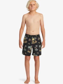 Quiksilver Boy'S 8-16 Everyday Mix Vl 15Nb Elastic Waist Shorts Black Palm Spritz Fashion