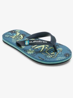 Quiksilver Boy'S 8-16 Molokai Flip-Flops Black/Green/Blue New