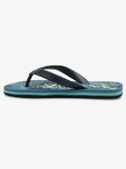 Quiksilver Boy'S 8-16 Molokai Flip-Flops Black/Green/Blue New