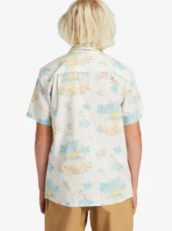 Quiksilver Boy'S 8-16 Palm Spritz Short Sleeve Woven Shirt Snow White Palm Spritz Outlet