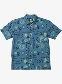 Quiksilver Boy'S 8-16 Radical Times Short Sleeve Woven Shirt Agean Blue Radical Times Ss Online