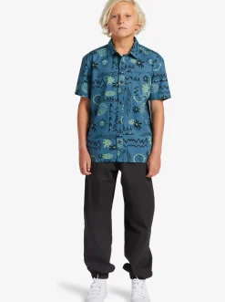 Quiksilver Boy'S 8-16 Radical Times Short Sleeve Woven Shirt Agean Blue Radical Times Ss Online