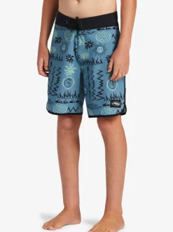 Quiksilver Boy'S 8-16 Surfsilk Radical Scallop 16 Boardshorts Aegean Blue Hot
