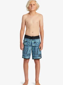 Quiksilver Boy'S 8-16 Surfsilk Radical Scallop 16 Boardshorts Aegean Blue Hot