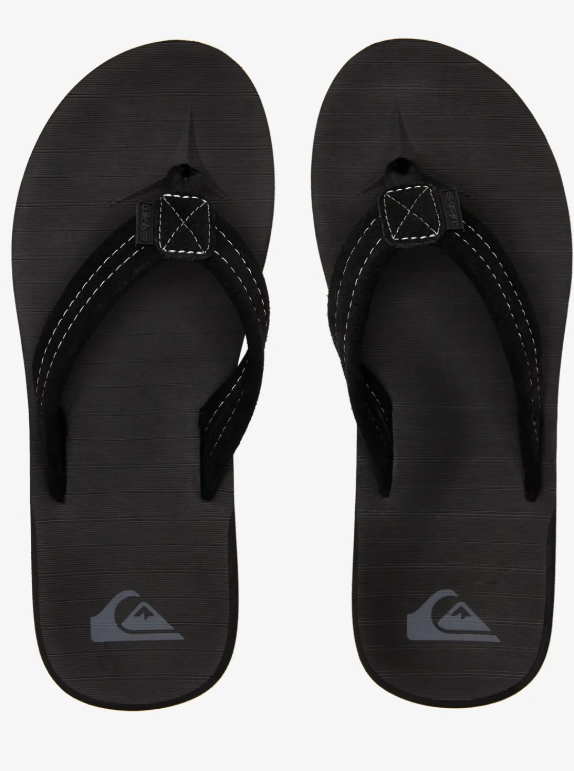 Quiksilver Carver Suede Leather Sandals Solid Black Outlet