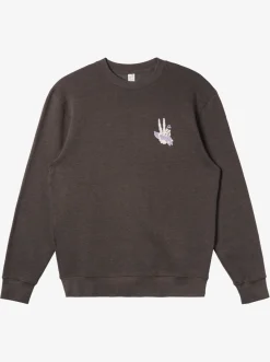 Quiksilver E Peace Out Crew Neck Sweatshirt Charcoal Heather Outlet