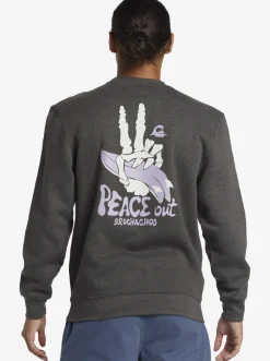 Quiksilver E Peace Out Crew Neck Sweatshirt Charcoal Heather Outlet