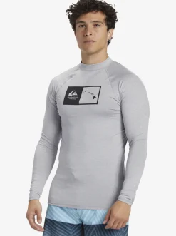 Quiksilver Hawaii Double Down Upf 50 Long Sleeve Surf Tee Sleet Heather Best