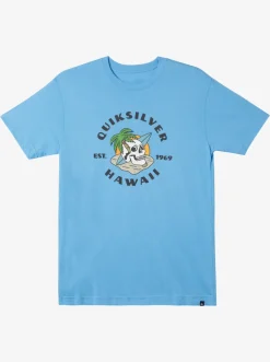 Quiksilver Hawaii Palm And Skull T-Shirt Azure Blue Best Sale