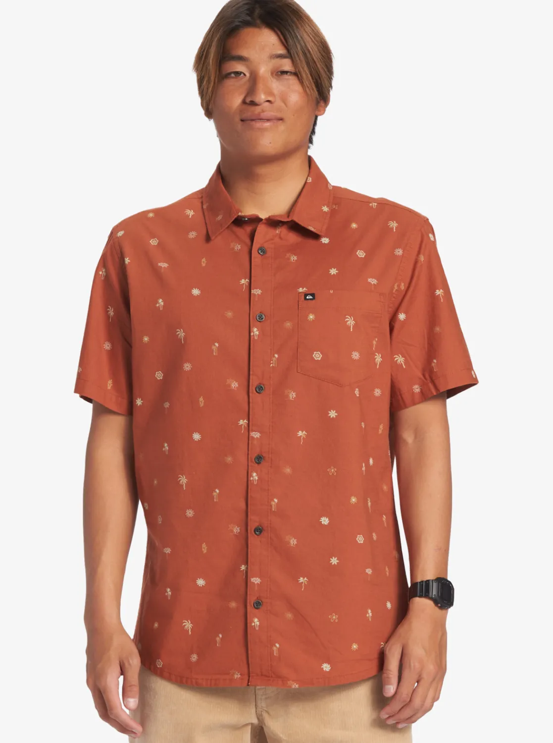Quiksilver Heat Wave Short Sleeve Woven Shirt Baked Clay Heat Waves Cheap