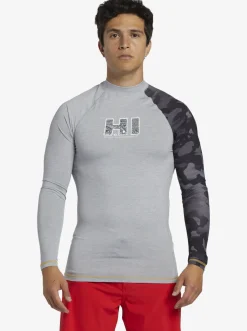 Quiksilver Hi Island Rush Long Sleeve Upf 50 Rashguard Sleet Heather Hot