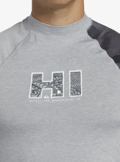 Quiksilver Hi Island Rush Long Sleeve Upf 50 Rashguard Sleet Heather Hot