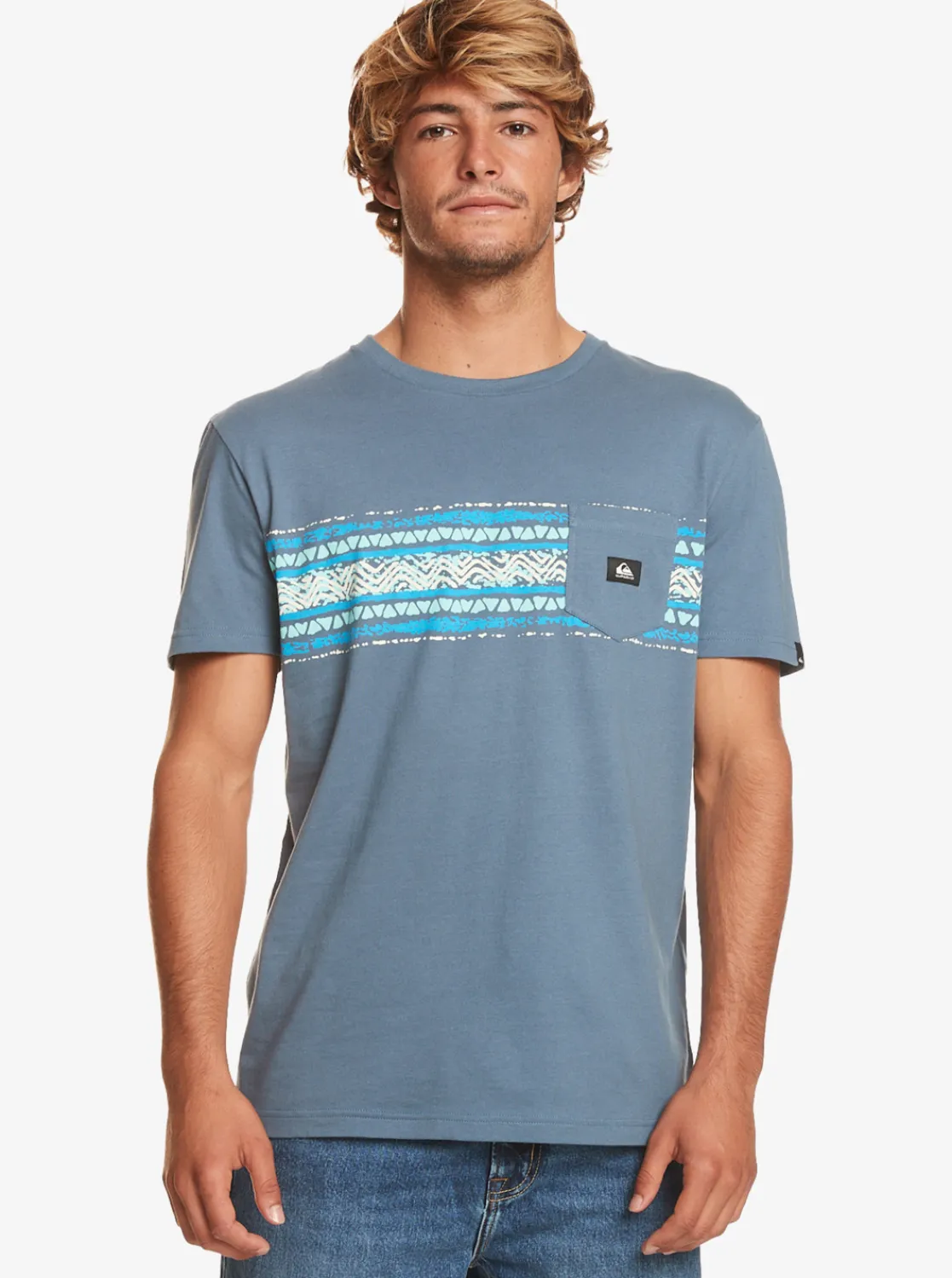 Quiksilver Mesa Stripe Pocket T-Shirt Bering Sea Hot