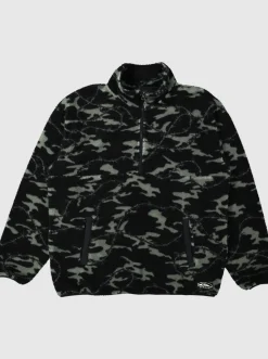 Quiksilver Mikey Zip Sherpa Half-Zip Fleece Black Mongrel Fashion