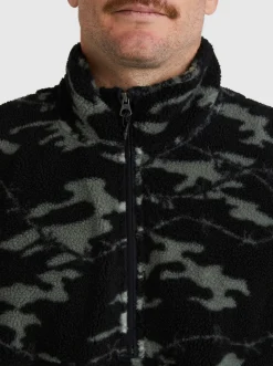 Quiksilver Mikey Zip Sherpa Half-Zip Fleece Black Mongrel Fashion