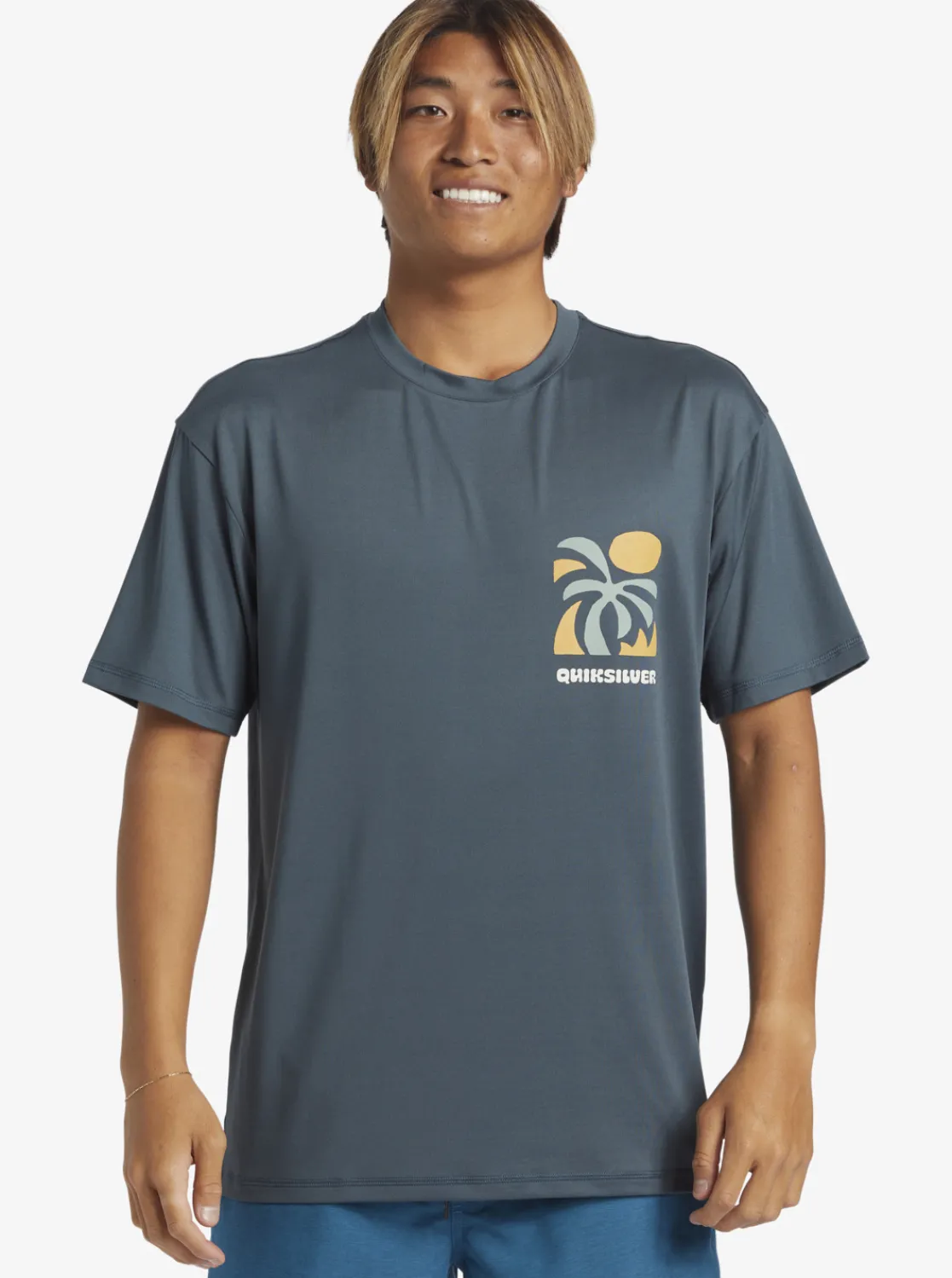 Quiksilver Mix Session Upf 50 Short Sleeve Surf Tee Dark Slate New