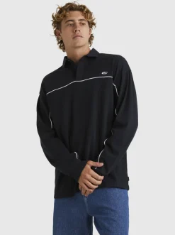 Quiksilver Modular Rugby Polo Knit Black Flash Sale