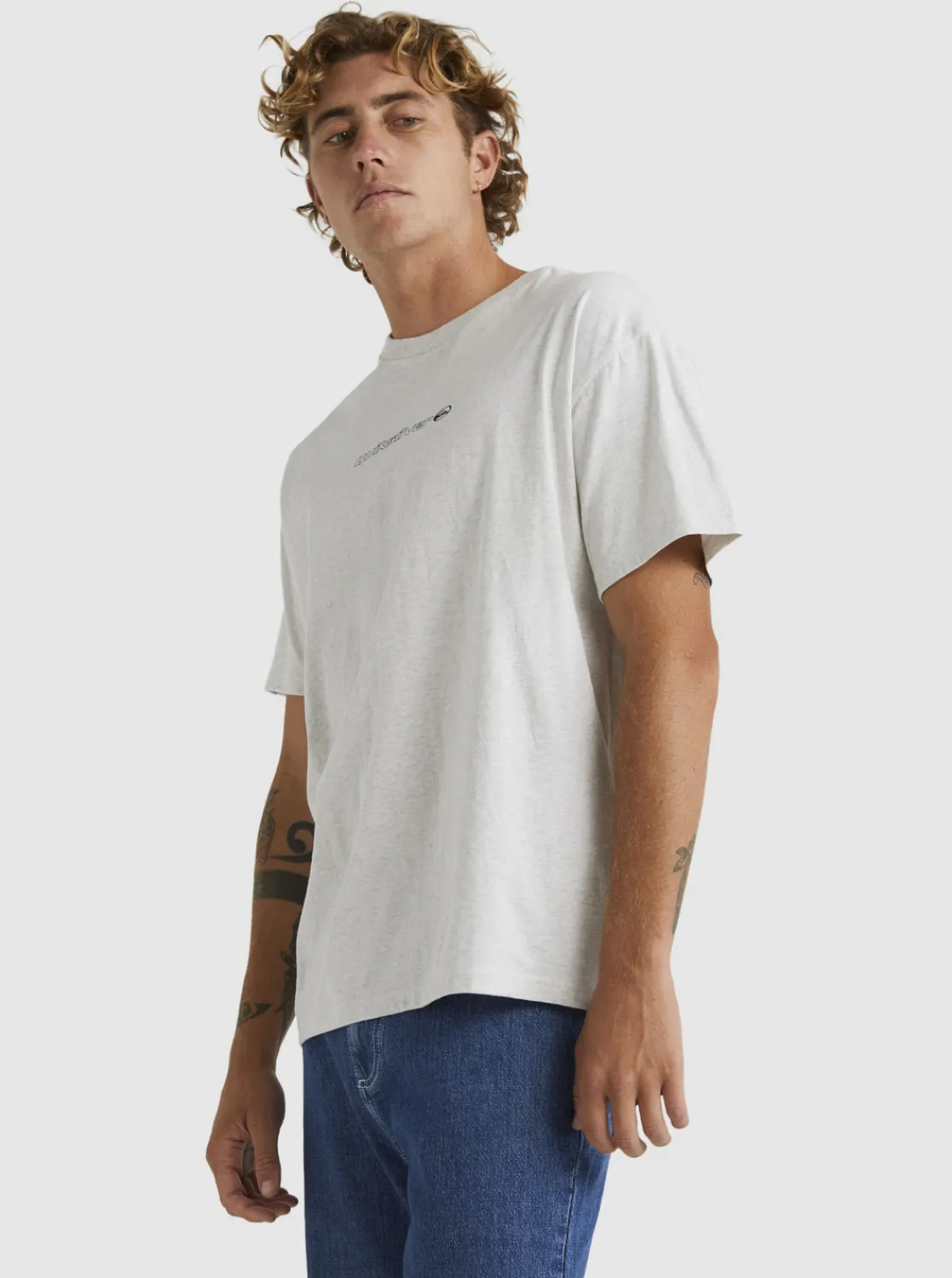 Quiksilver New Instinct Short Sleeve Stn T-Shirt Snow Heather Store