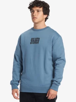 Quiksilver No Control Crew Fleece Crew Neck Sweatshirt Aegean Blue Sale