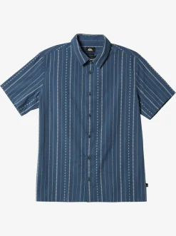 Quiksilver Pacific Stripe Short Sleeve Woven Shirt Berring Sea Pacific Stripes Shop