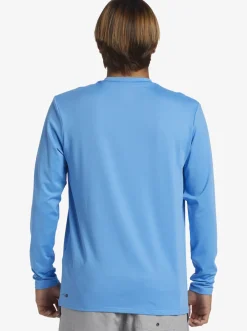Quiksilver Solid Streak Long Sleeve Upf 50 Surf Tee Azure Blue Clearance