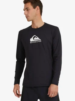 Quiksilver Solid Streak Long Sleeve Upf 50 Surf T-Shirt Black Hot