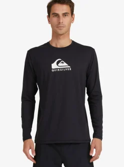Quiksilver Solid Streak Long Sleeve Upf 50 Surf T-Shirt Black Hot