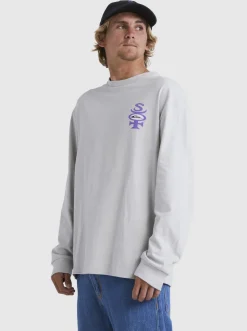 Quiksilver Stretch Long Sleeve T-Shirt Gray Violet New