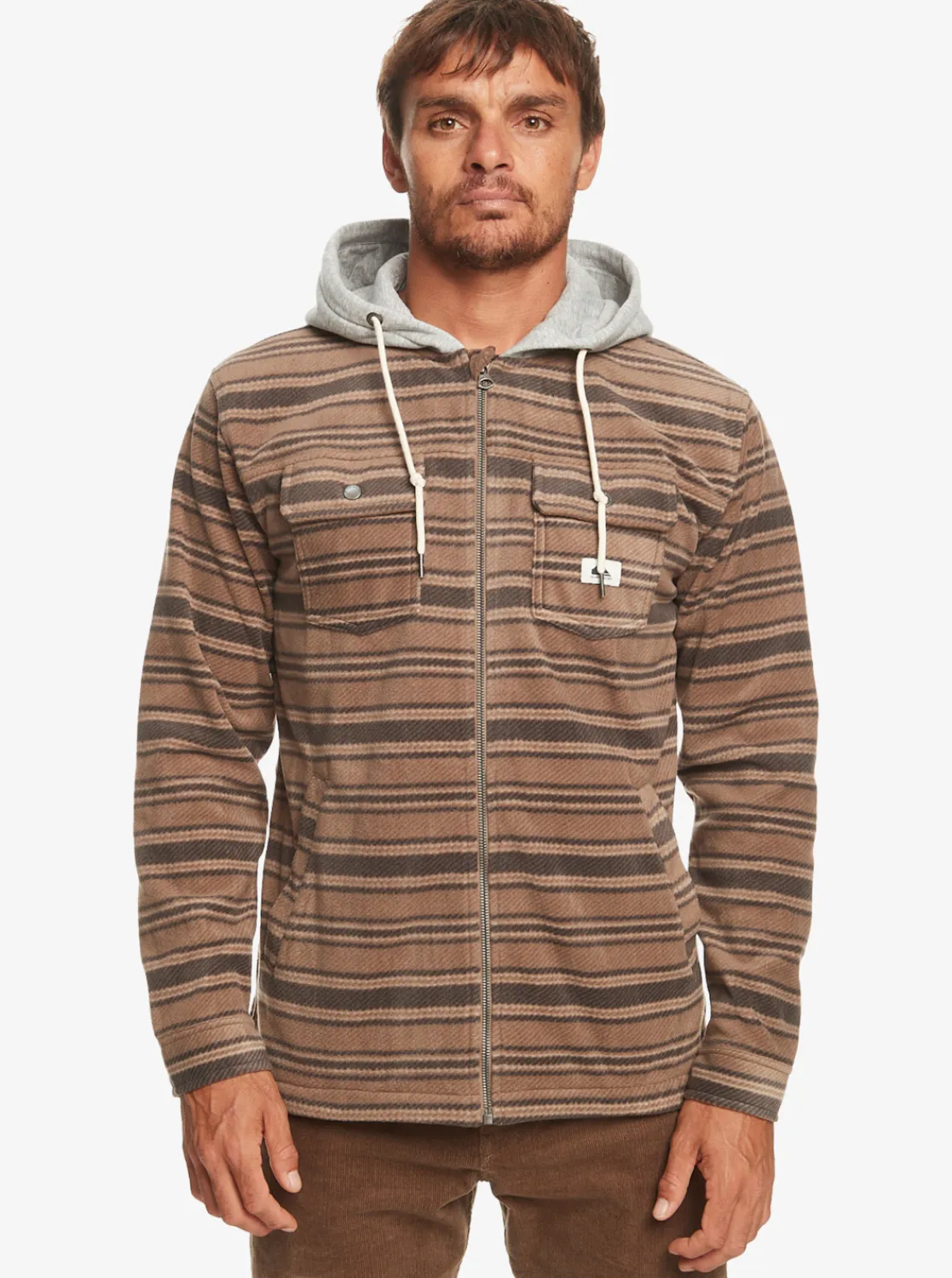 Quiksilver Super Swell Zip-Up Hoodie Major Brown Super Swell Plaid Online