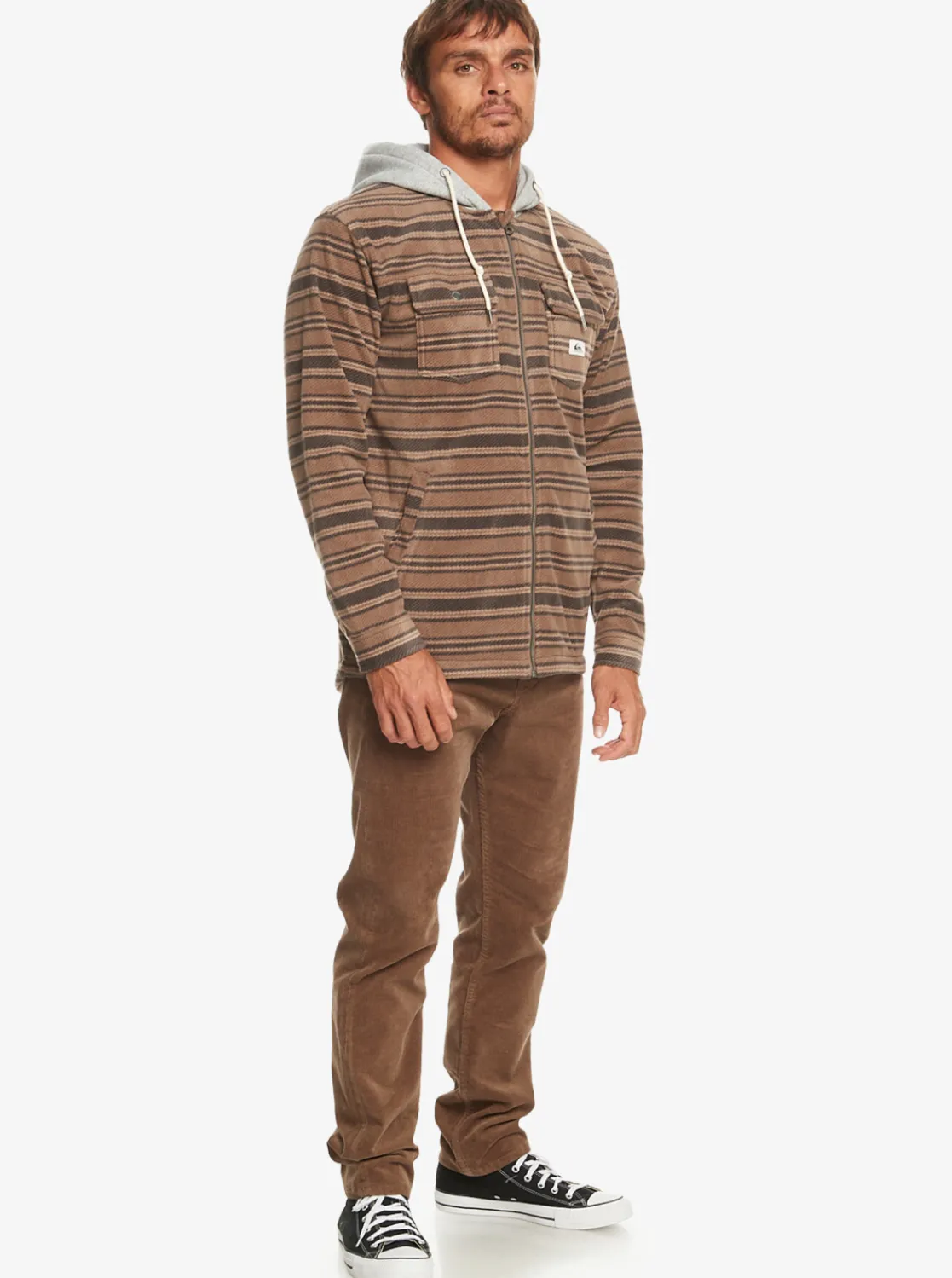 Quiksilver Super Swell Zip-Up Hoodie Major Brown Super Swell Plaid Online