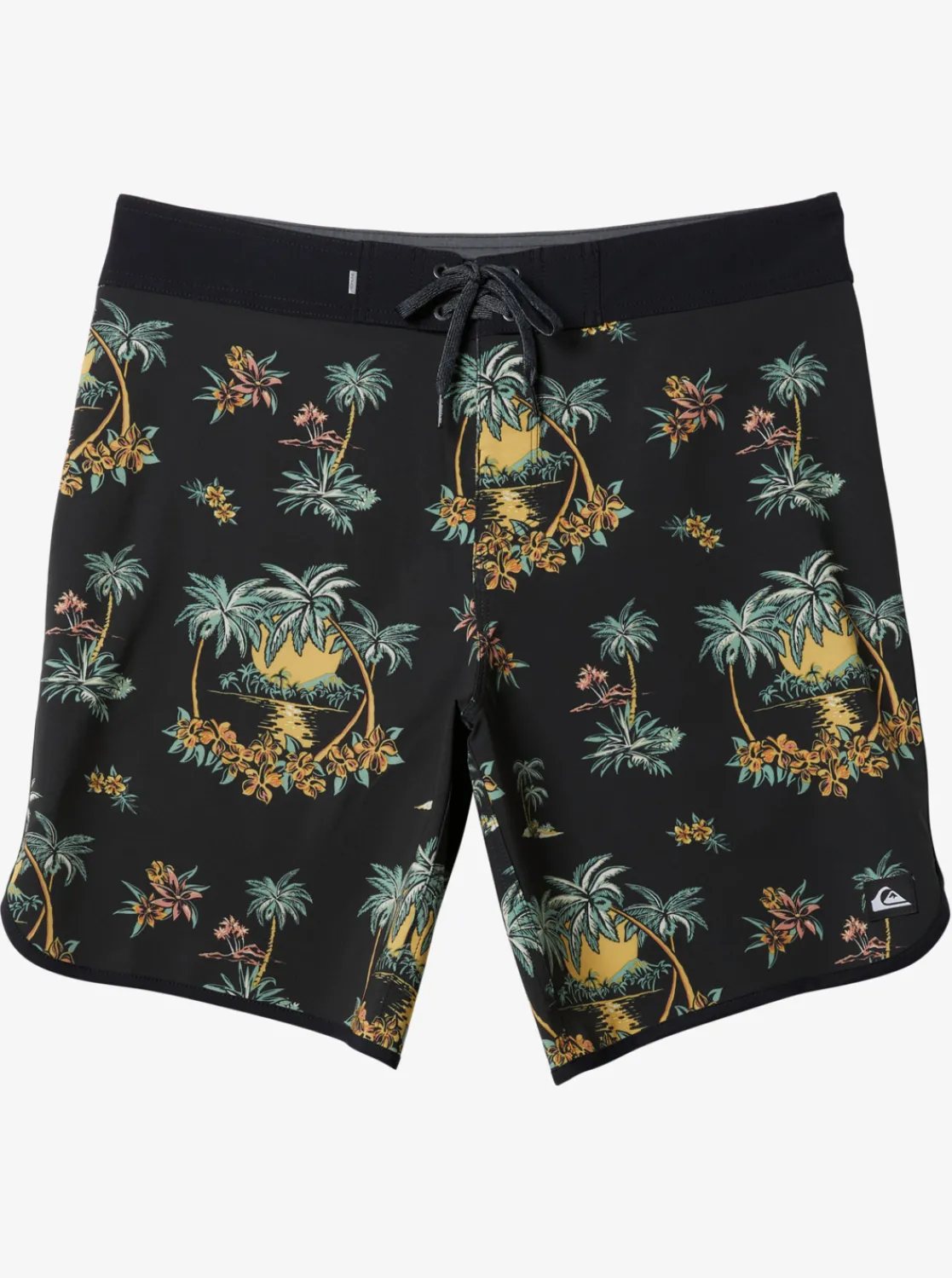 Quiksilver Surfsilk Scallop 19" Boardshorts Black Palm Spritz Clearance