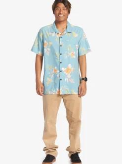 Quiksilver Tropical Floral Short Sleeve Woven Shirt Reef Waters Tropical Floral Ss Flash Sale