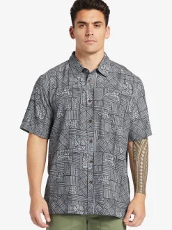 Quiksilver Waterman Amazed Palm Woven Shirt Black Amazed Palm New