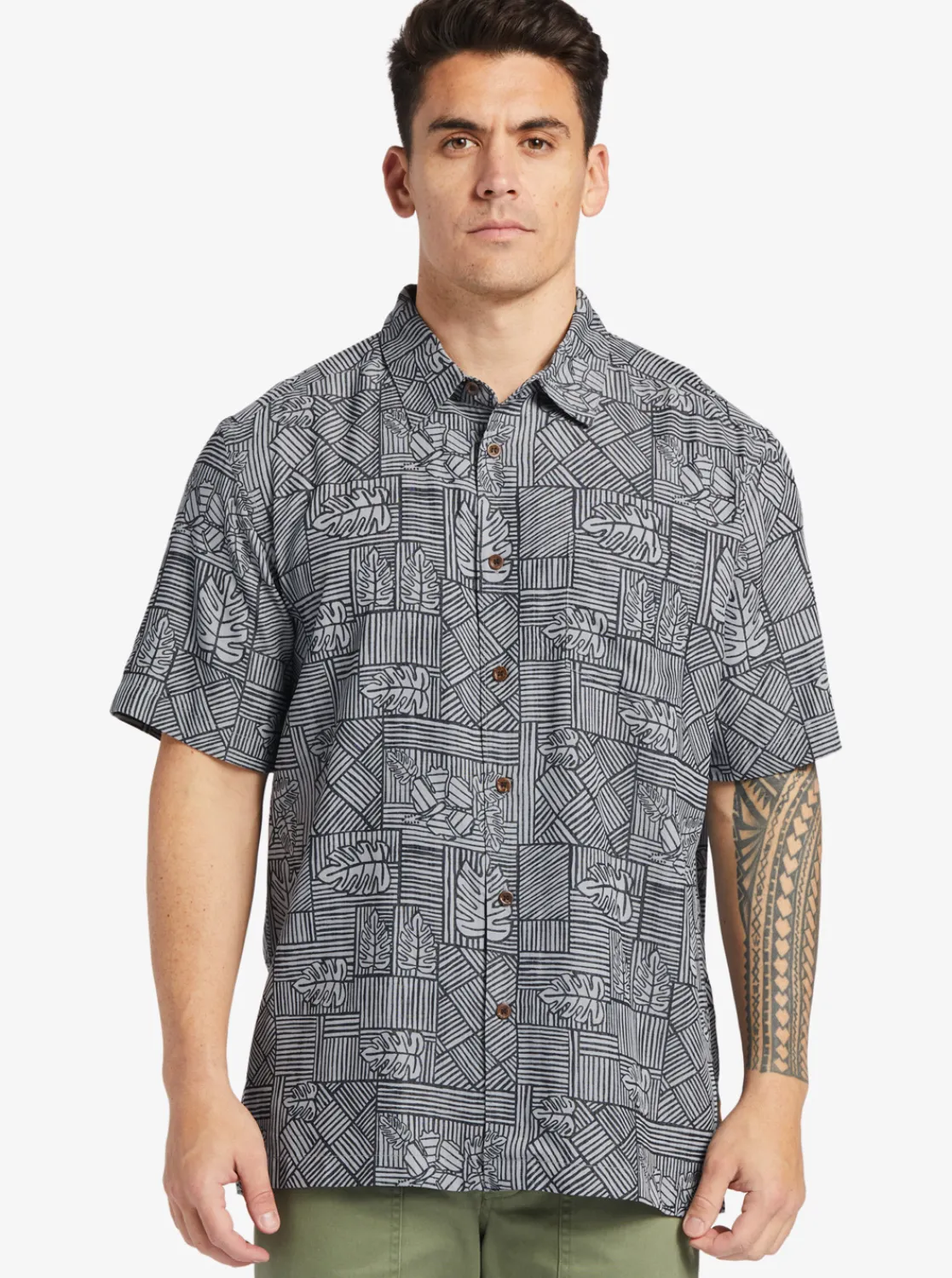 Quiksilver Waterman Amazed Palm Woven Shirt Black Amazed Palm New