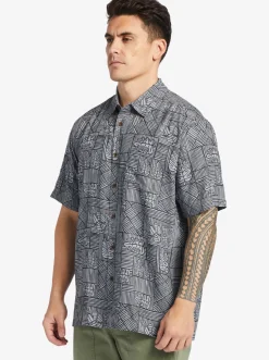 Quiksilver Waterman Amazed Palm Woven Shirt Black Amazed Palm New