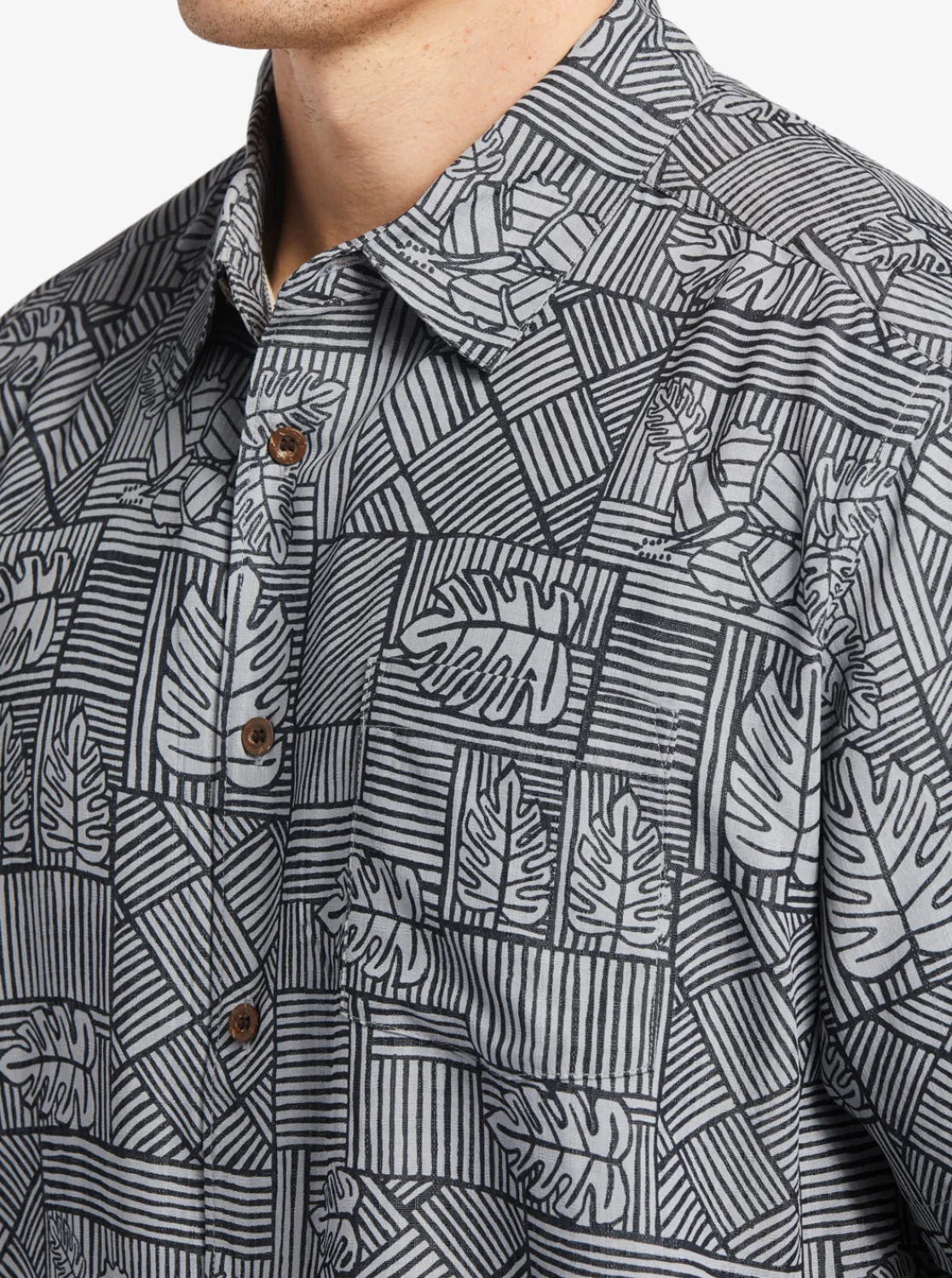 Quiksilver Waterman Amazed Palm Woven Shirt Black Amazed Palm New