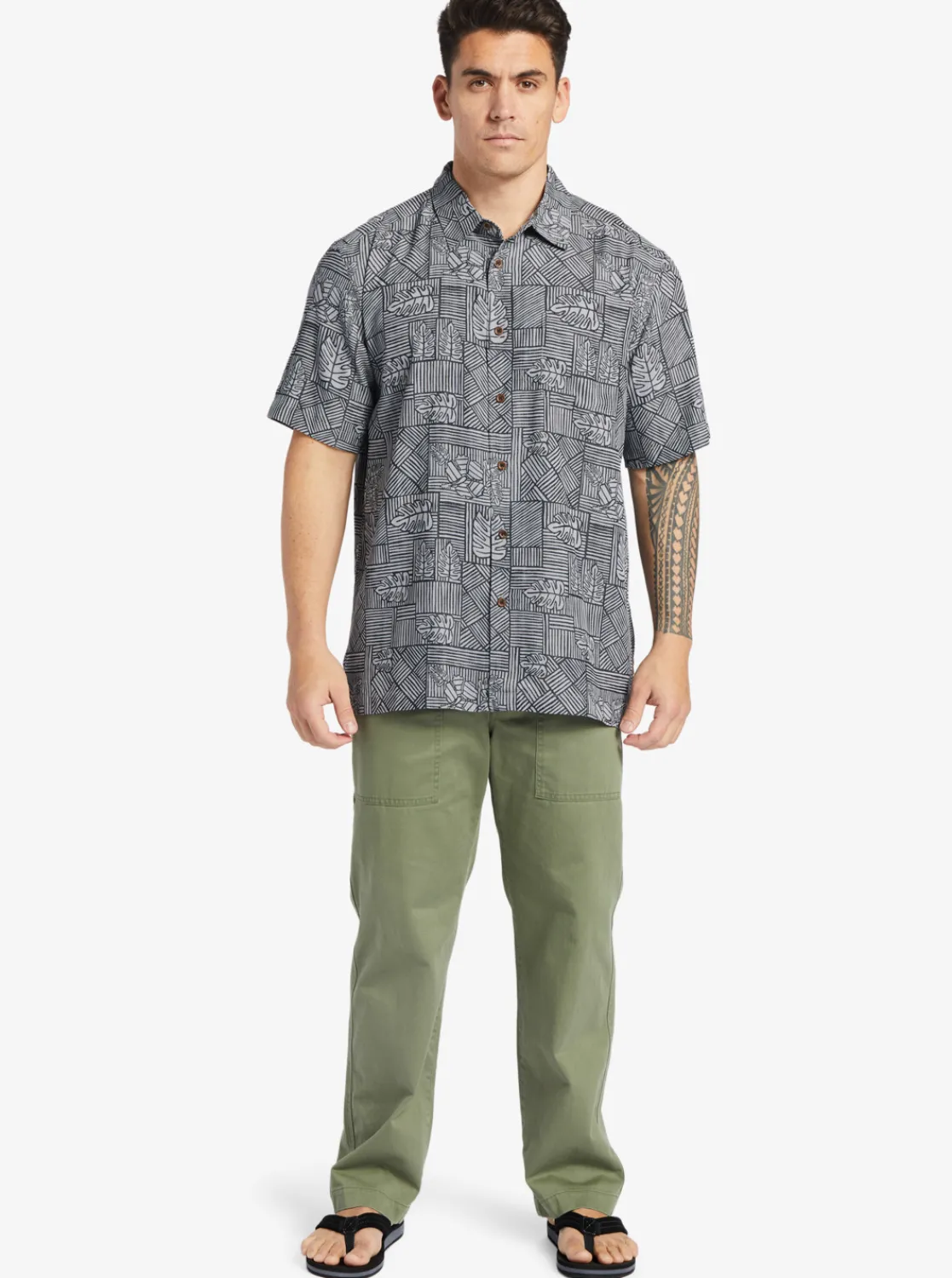 Quiksilver Waterman Amazed Palm Woven Shirt Black Amazed Palm New