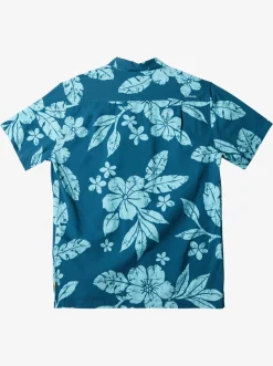 Quiksilver Waterman Aqua Flower Short Sleeve Shirt Seaport Aqua Flowers Discount