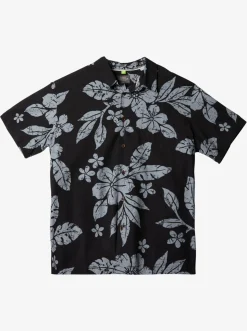 Quiksilver Waterman Aqua Flower Short Sleeve Shirt Black Aqua Flowers Flash Sale
