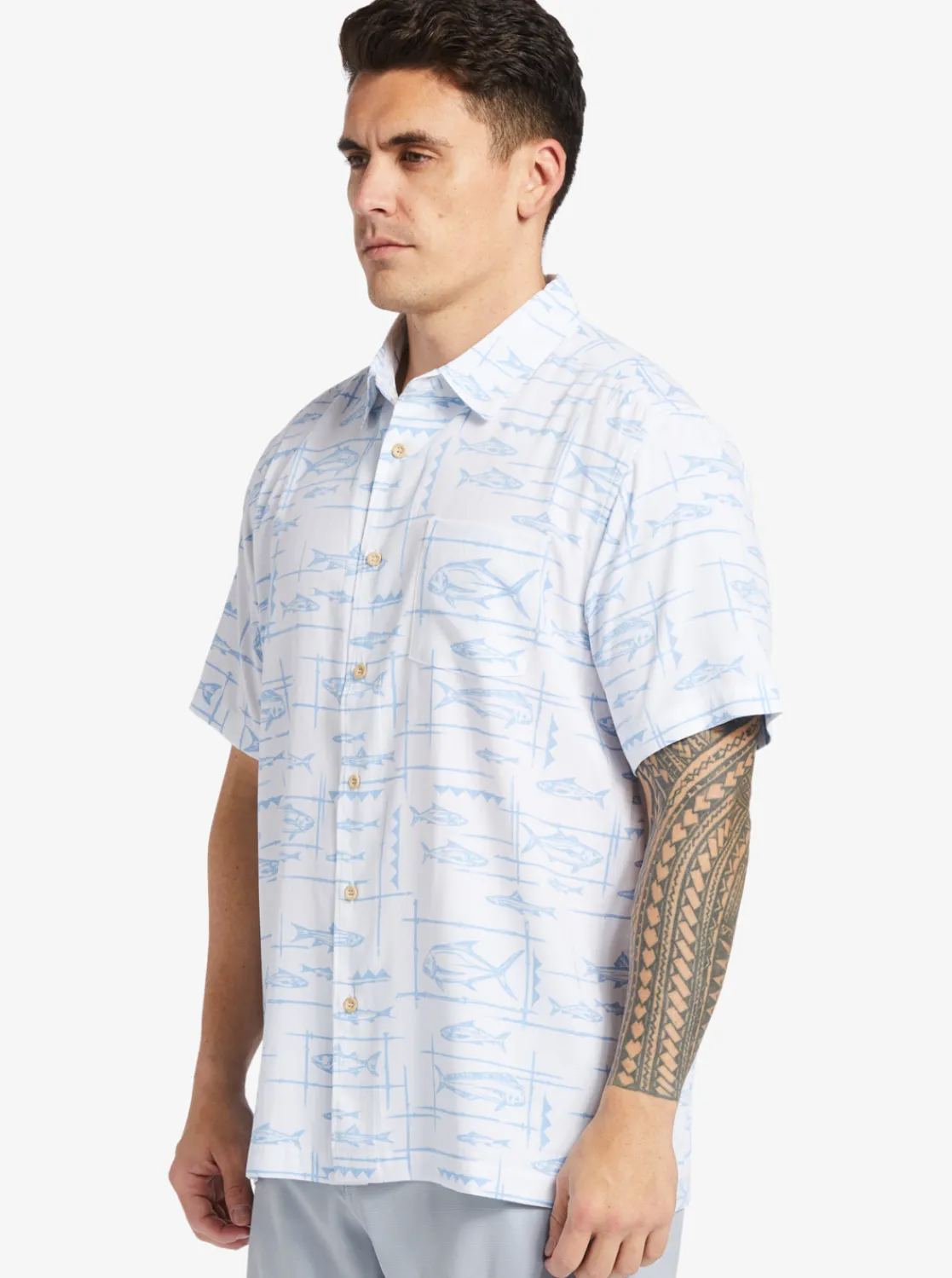 Quiksilver Waterman Bento Woven Shirt Bento White Flash Sale