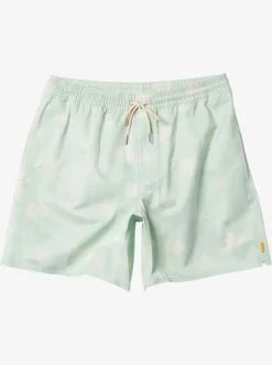 Quiksilver Waterman Cliffside 17" Elastic Waist Shorts Subtle Green Amazed Palm Clearance