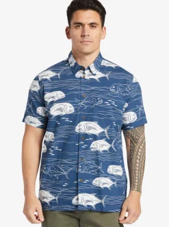 Quiksilver Waterman Dive Sites Woven Shirt Ensign Blue Dive Sites Fashion