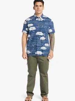 Quiksilver Waterman Dive Sites Woven Shirt Ensign Blue Dive Sites Fashion