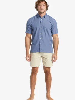 Quiksilver Waterman Kings Cliff Short Sleeve Shirt Ensign Blue Kings Cliff Cheap