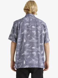 Quiksilver Waterman Line Spinner Short Sleeve Shirt Medieval Blue Line Spinner Sale