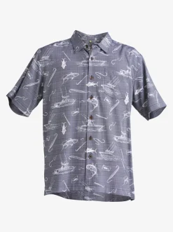 Quiksilver Waterman Line Spinner Short Sleeve Shirt Medieval Blue Line Spinner Sale