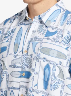 Quiksilver Waterman Long Boards Woven Shirt White Longboards Hot