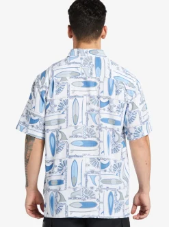 Quiksilver Waterman Long Boards Woven Shirt White Longboards Hot